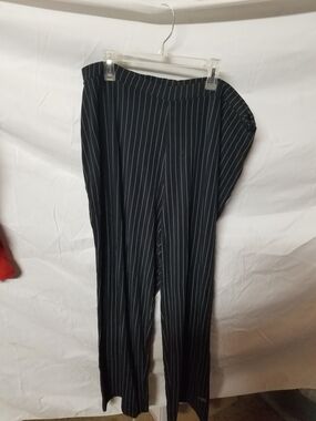 Studio Men's Black Pinstripe Dress Trousers